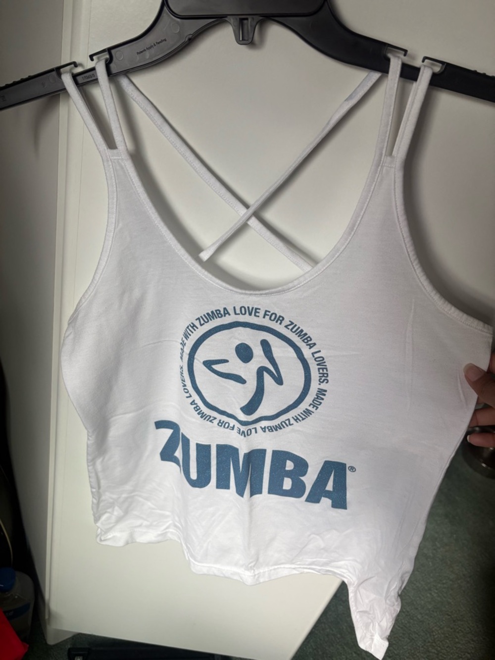 Zumba Fitness White Tank Top with Blue Logo